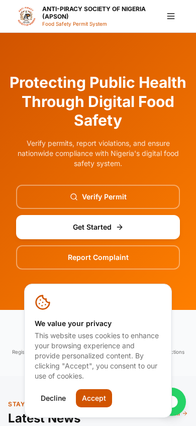 Anti-Piracy Association of Nigeria website preview