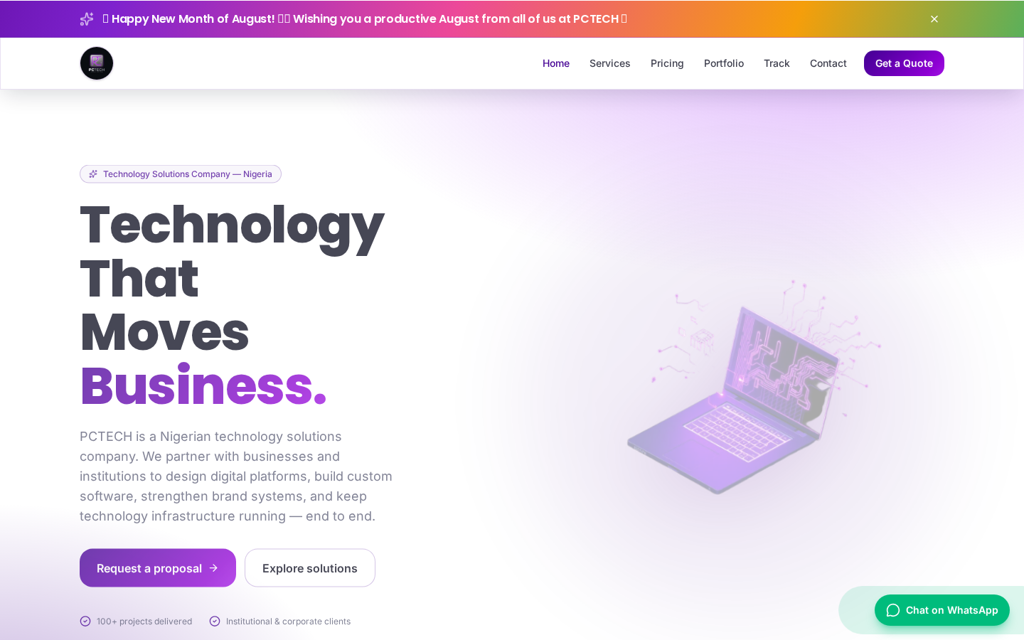 PCTECH homepage on MacBook Pro
